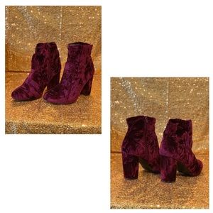Burgundy/Wine Suede Heel Booties